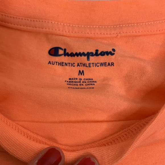 Champion | Salmon Colored Champion Logo Cropped Casual Tee Shirt | The Go To Tee - Picture 8 of 10